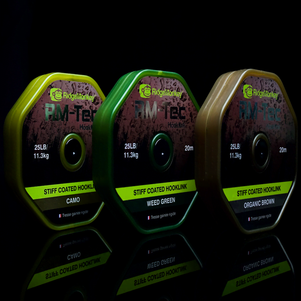 RidgeMonkey stiff coated hooklink organic brown 35lb 20m