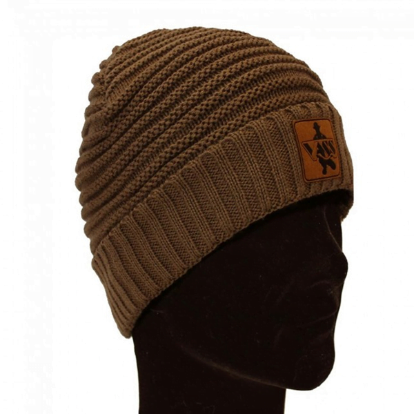Vass 'Fleece Lined' Ribbed Beanie Brown