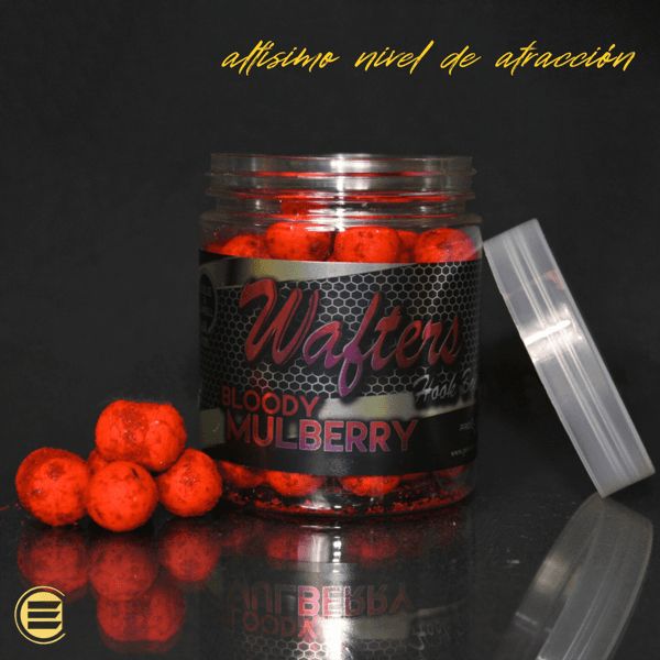 Pro Elite Baits Bloody Mulberry Gold Wafters Boilies+Dumbells 14mm
